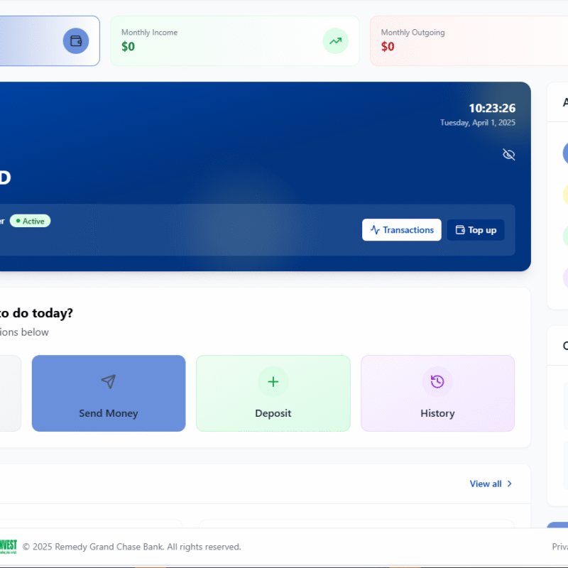 Grand Remedy Bank – Complete Online Banking Solution in PHP (Laravel)